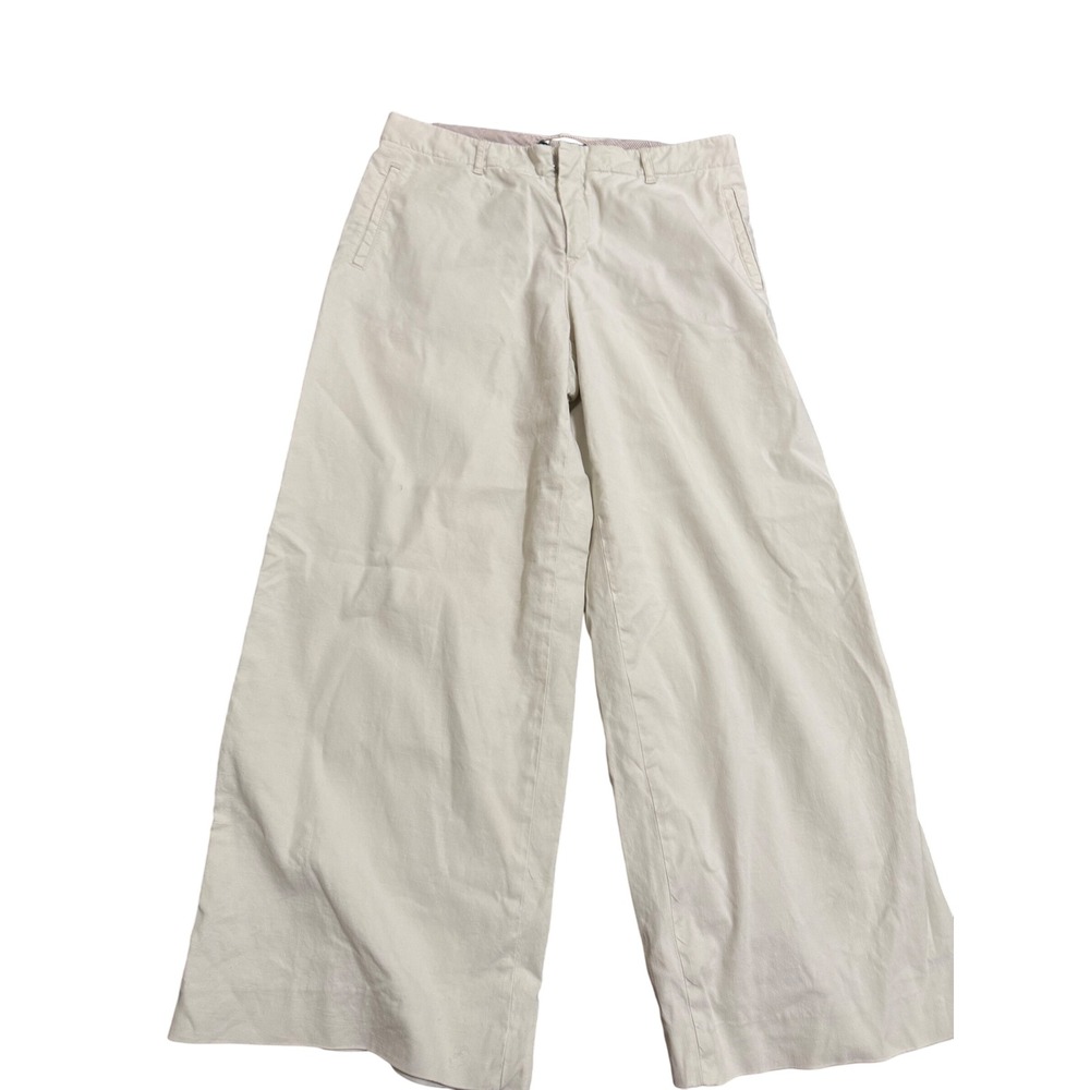 Peruvian Connection Womens Wide Leg Trousers Beige Off‎ White Size 12 Flat Front